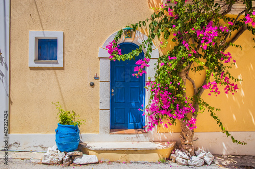 Kefalonia, Greece. Detail of the colorful village of Assos.