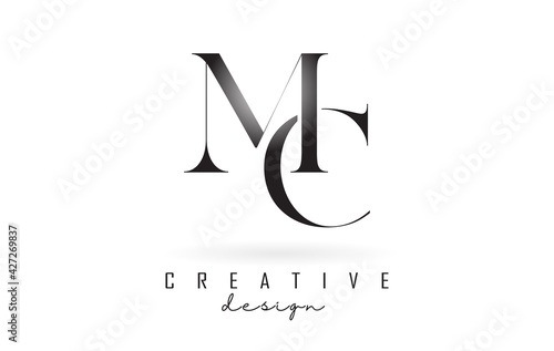 MC m c letter design logo logotype concept with serif font and elegant style vector illustration.