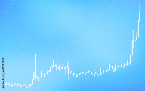 株やFXや仮想通貨に使われるローソク足チャート、上昇、青背景