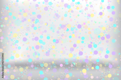 Iridescent bokeh. Colorful backdrop. Shiny party background. Glitter confetti. Stock image. Vector illustration. EPS 10.