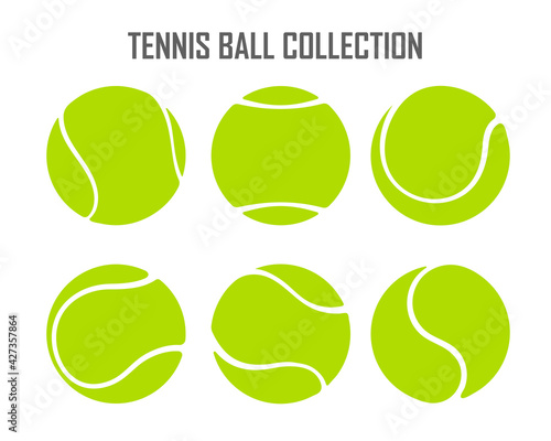 Vector green tennis ball collection Isolated on white background.