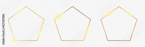 Gold glowing pentagon shape frame