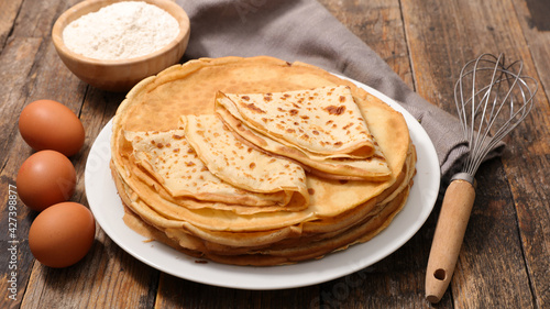 crepe with fresh ingredient on wood background