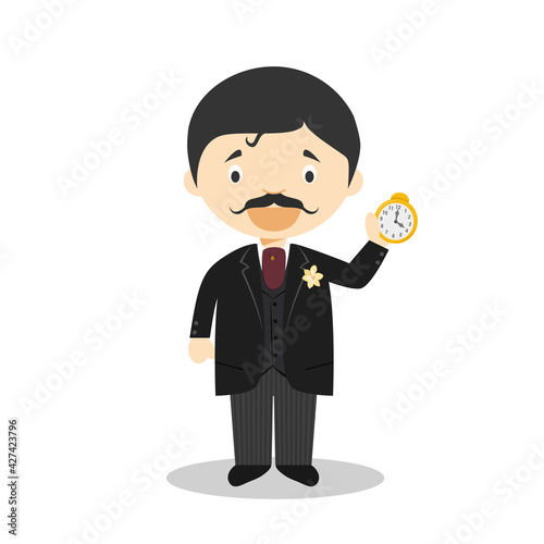 Marcel Proust cartoon character. Vector Illustration. Kids History Collection.