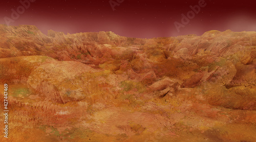 Mars landscape, science fiction illustration