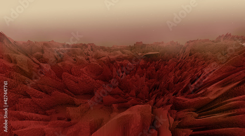 Mars landscape, science fiction illustration