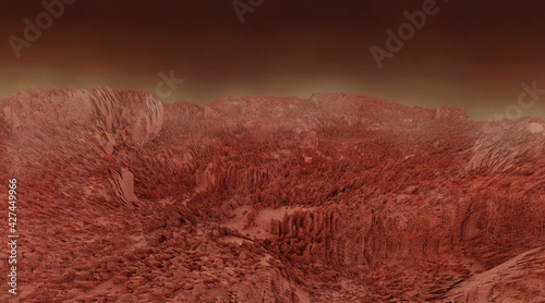 Mars landscape, science fiction illustration