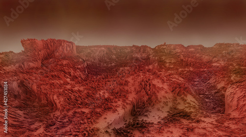 Mars landscape, science fiction illustration