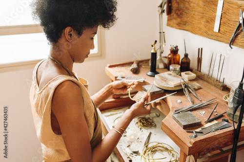 Ornament designer at work in workshop