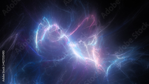 Blue glowing high energy plasma energy field in space