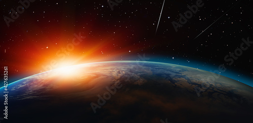 Planet Earth with a spectacular sunset "Elements of this image furnished by NASA"