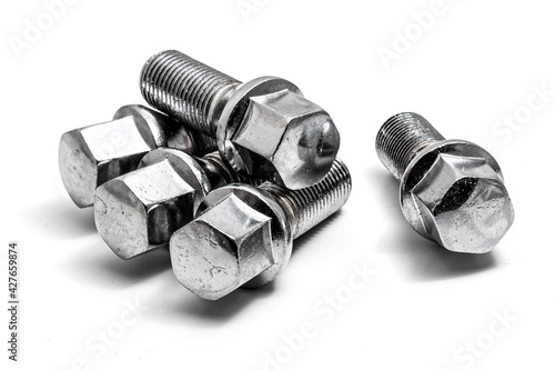 lug nut car wheel bolt set isolated