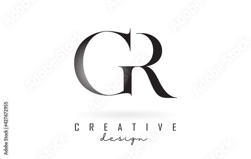 GR g r letter design logo logotype concept with serif font and elegant style vector illustration.