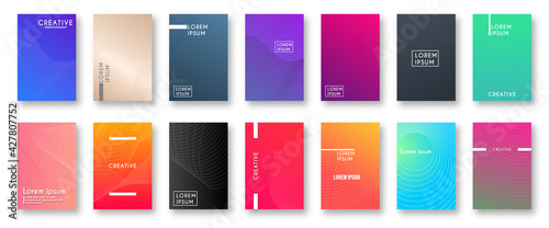 Simple Modern Covers Template Design. Set of Minimal Geometric wave line Gradients for Presentation, Magazines, Flyers, Annual Reports, Posters and Business Cards. 