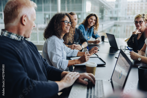 Multiracial business people having meeting