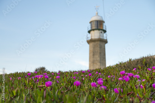 Mesmerizing view of the Larino lighthouse. Galicia, Spain