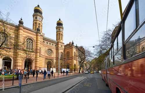 Street view of central synagogue of Budapest, Hungary