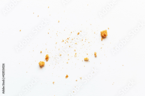 sprinkled white bread crumbs close-up