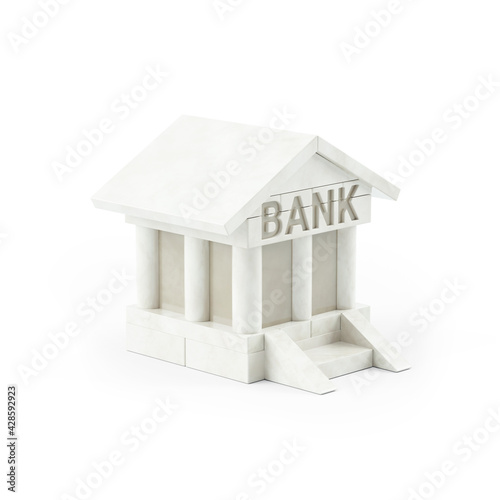 3d illustration of bank building icon