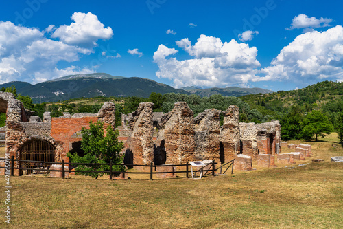 The Roman amphitheater of Amiternum near San Vittorino in the Aquila, Italy