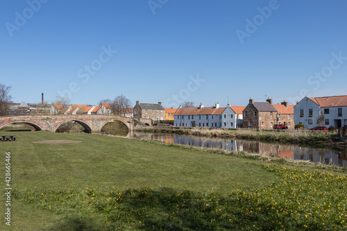 Park in Haddington, Scotland. River Tyne and Nungate Bridge. Nungate Bridge's one of Scotland’s oldest bridges, the bridge dates from the 16th century