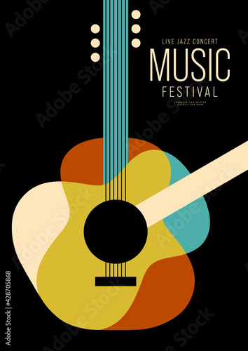 Music poster design template background decorative with guitar