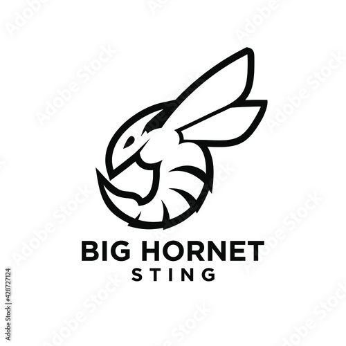 minimal big hornet bee line vector premium modern logo