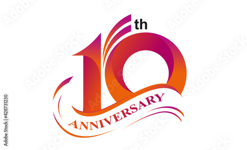 10th anniversary logo vector design with gradient color