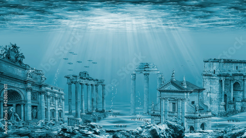 Ruins of the Atlantis civilization. Underwater ruins