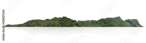 panorama mountain with tree isolate on white background