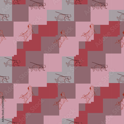 seamless pattern with cats.Pint for fabric, wrapping paper. orange wallpaper. background. Red Cat. meow. Kawai, cute. vector eps 10