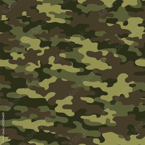 Camouflage military seamless vector green pattern for clothing, fabric prints. modern.