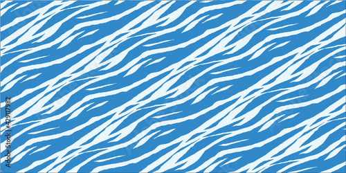 青と水色の波のようなシームレスなパターンの背景イラスト 