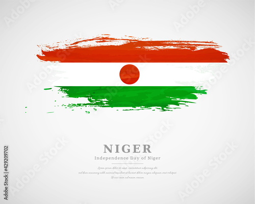Happy independence day of Niger with artistic watercolor country flag background