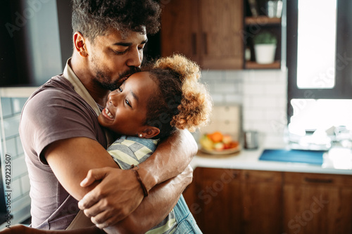 Portrait of happy father and his daughter. Fun, love, happiness at home