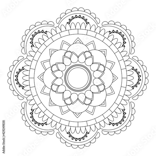 Mandala. Antistress coloring book. Template for mehendi. Oriental drawing. Vector illustration. Isolated on a white background