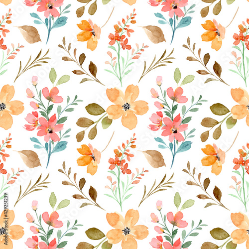 Wild floral watercolor seamless pattern