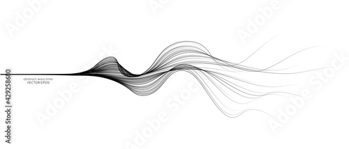Vector abstract wavy lines flowing dynamic isolated on white background for concept of AI technology, digital, communication, 5G, science, music