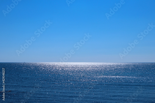 夏の日差しに煌めく水平線