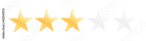 Three stars customer product rating review flat icon for apps and websites