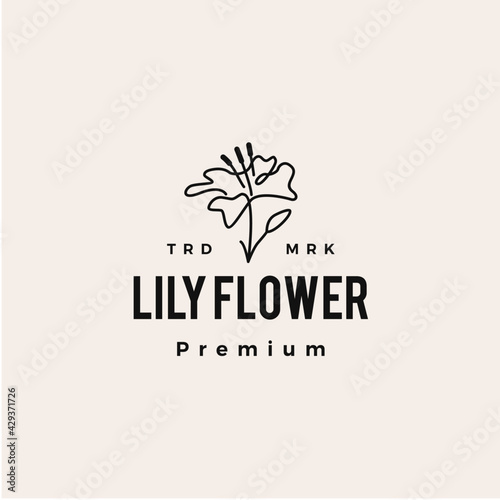lily flower hipster vintage logo vector icon illustration