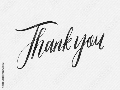 thank you. Hand written lettering isolated on white background. water color style on white paper.