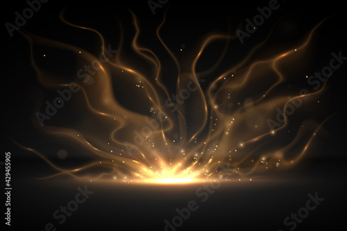 Abstract gold light effect background