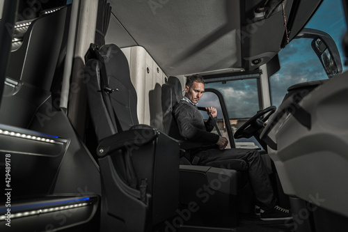 Public Transport Bus Driver Fastening Seat Belt