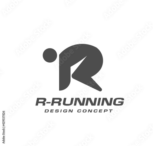 The unique bold logo of the letter R and the running man 