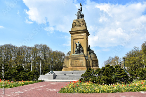 Plein, the hague, the netherlands, holland. Located on the edge of the historic center of The Hague, Plein 1813 with its imposing statues. Netherlands, Holland, Europe