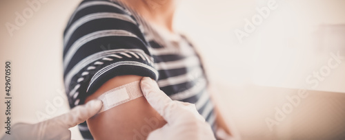 Woman and a doctor in the hospital after vaccination against Covid 19.