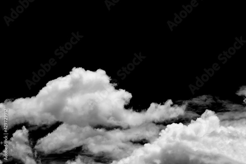 White clouds isolated on black background