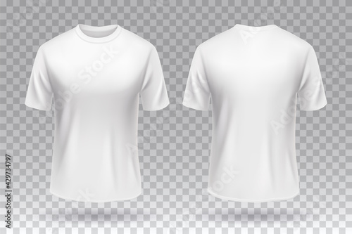White blank T-shirt front and back template mockup design isolated.