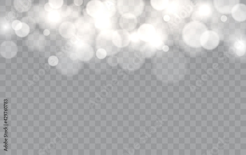 Bokeh lights isolated. Transparent blurred shapes. Abstract light effect. Vector illustration